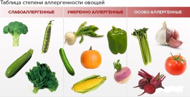 Аллергенность овощей